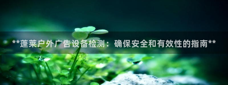 杏宇平台注册地址：**蓬莱户外广告设备检测：确保安全和有效性的指南**